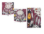 Coat, Silk; decorated with circular discs and lozenge-shaped clasps, edging, and floral Russian printed cotton and synthetic fabric lining
